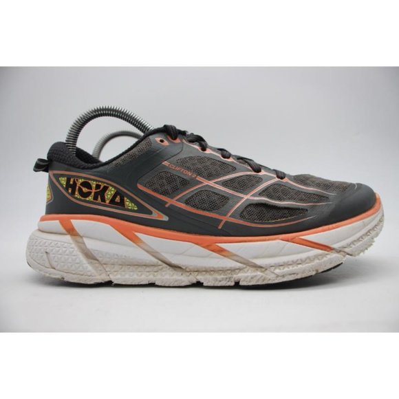 Hoka One One Shoes - HOKA ONE ONE Clifton 2 Women's 7.5 Running Shoes 1008329 GNCR Grey Neon Coral